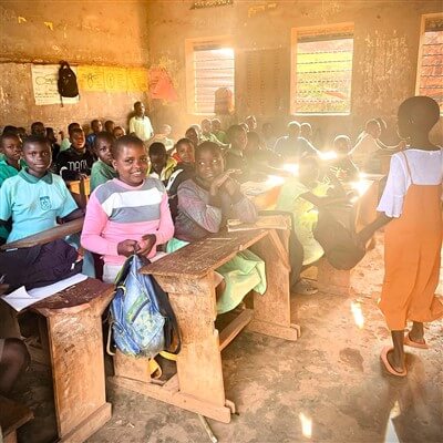 Students in a classroom at Kyansi primary school, Uganda.