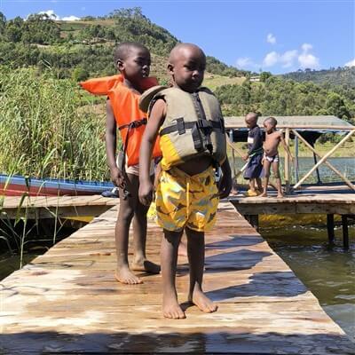 swimming lessons lake bunyonyi uganda