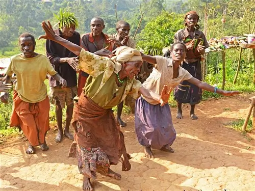 A group of female local cultural dancers in Uganda.